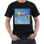 Animal Bird Cartoon Men s T-Shirt (Black)