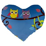 Animal Bird Cartoon Large 19  Premium Heart Shape Cushion