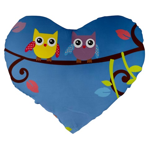 Animal Bird Cartoon Large 19  Premium Heart Shape Cushion from ArtsNow.com Back