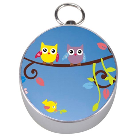 Animal Bird Cartoon Silver Compass from ArtsNow.com Front