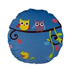 Animal Bird Cartoon Standard 15  Premium Flano Round Cushion 