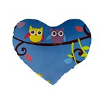 Animal Bird Cartoon Standard 16  Premium Flano Heart Shape Cushion 