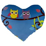Animal Bird Cartoon Large 19  Premium Flano Heart Shape Cushion