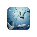 Animated Nature Wallpaper Animated Bird Rubber Coaster (Square)