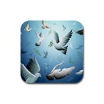 Animated Nature Wallpaper Animated Bird Rubber Square Coaster (4 pack)