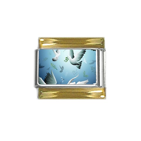 Animated Nature Wallpaper Animated Bird Gold Trim Italian Charm (9mm) from ArtsNow.com Front