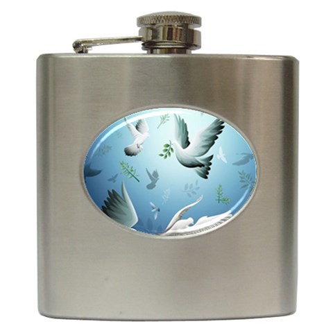 Animated Nature Wallpaper Animated Bird Hip Flask (6 oz) from ArtsNow.com Front