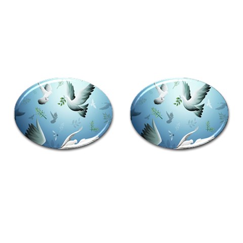 Animated Nature Wallpaper Animated Bird Cufflinks (Oval) from ArtsNow.com Front(Pair)