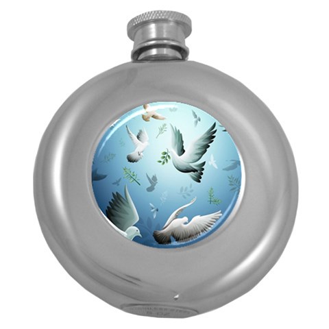 Animated Nature Wallpaper Animated Bird Hip Flask (5 oz) from ArtsNow.com Front