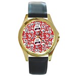 Another Monster Pattern Round Gold Metal Watch