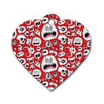 Another Monster Pattern Dog Tag Heart (Two Sides)