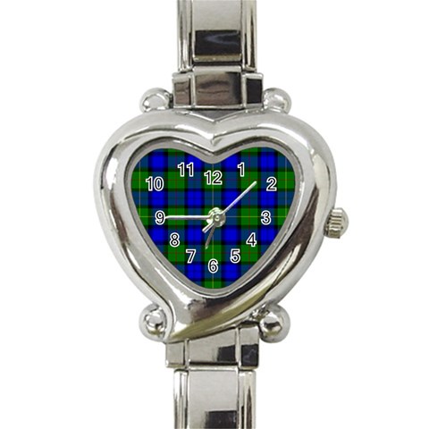 Farquharson Tartan Heart Italian Charm Watch from ArtsNow.com Front