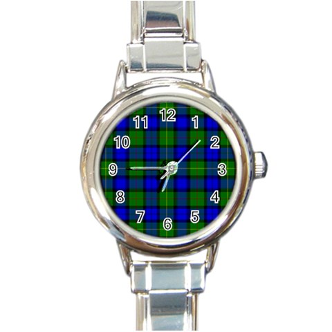 Farquharson Tartan Round Italian Charm Watch from ArtsNow.com Front