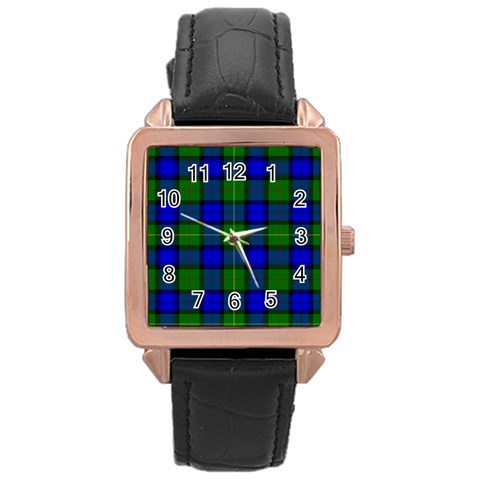 Farquharson Tartan Rose Gold Leather Watch from ArtsNow.com Front