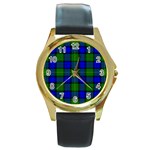 Farquharson Tartan Round Gold Metal Watch