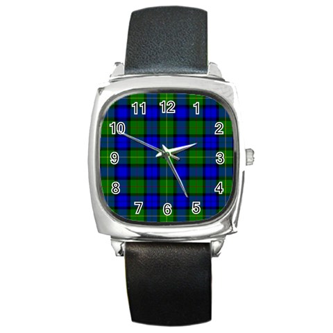 Farquharson Tartan Square Metal Watch from ArtsNow.com Front