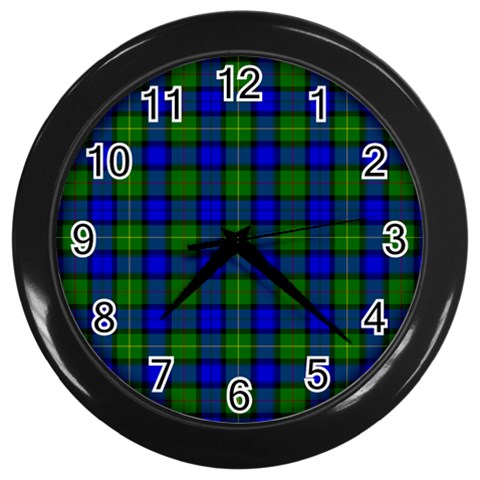 Farquharson Tartan Wall Clock (Black) from ArtsNow.com Front