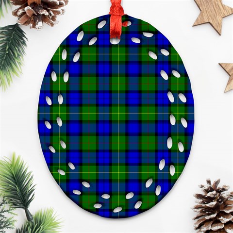 Farquharson Tartan Ornament (Bell) Ornament (Oval Filigree) from ArtsNow.com Front
