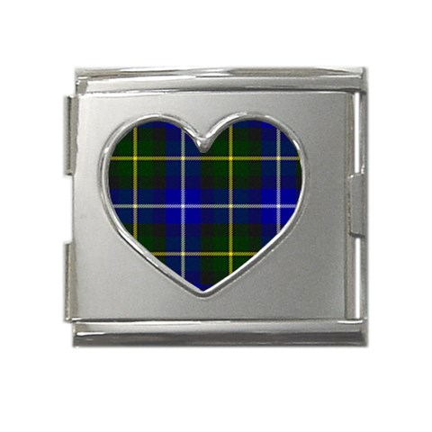 MacNeil of Barra Tartan Mega Link Heart Italian Charm (18mm) from ArtsNow.com Front