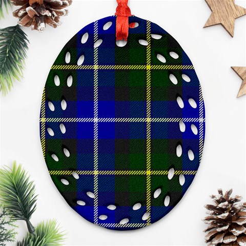 MacNeil of Barra Tartan Oval Filigree Ornament (Two Sides) from ArtsNow.com Front