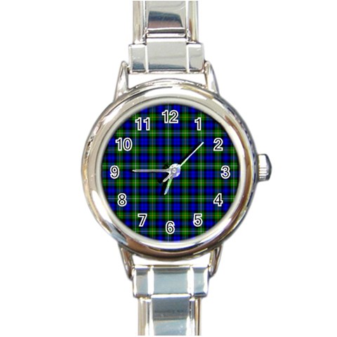 Campbell Tartan Round Italian Charm Watch from ArtsNow.com Front