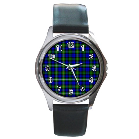 Campbell Tartan Round Metal Watch from ArtsNow.com Front