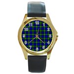 Campbell Tartan Round Gold Metal Watch