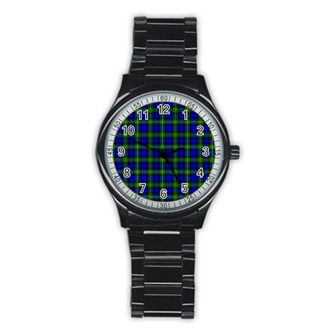 Campbell Tartan Stainless Steel Round Watch from ArtsNow.com Front