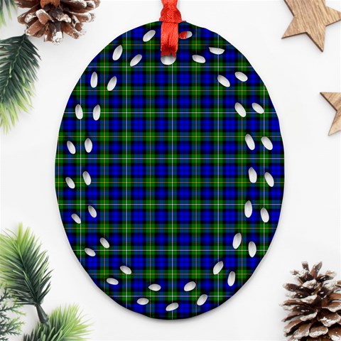 Campbell Tartan Oval Filigree Ornament (Two Sides) from ArtsNow.com Front