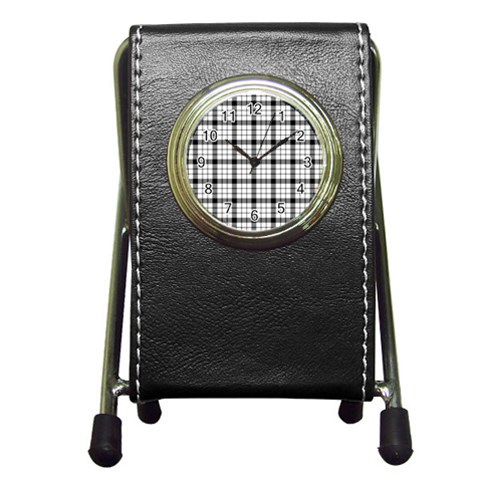 MacFarlane Tartan Pen Holder Desk Clock from ArtsNow.com Front