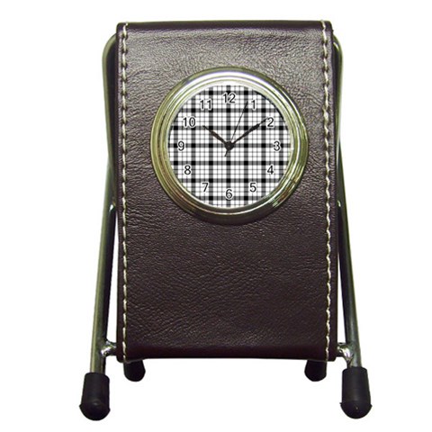 MacFarlane Tartan Pen Holder Desk Clock from ArtsNow.com Front