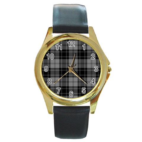 Douglas Tartan Round Gold Metal Watch from ArtsNow.com Front