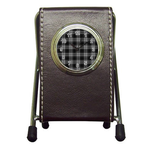 Douglas Tartan Pen Holder Desk Clock from ArtsNow.com Front