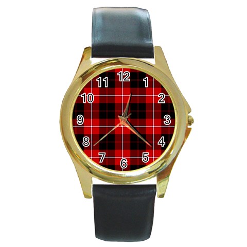 Cunningham Tartan Round Gold Metal Watch from ArtsNow.com Front