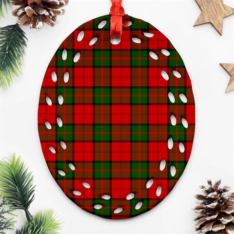 Dunbar Tartan Oval Filigree Ornament (Two Sides) from ArtsNow.com Front
