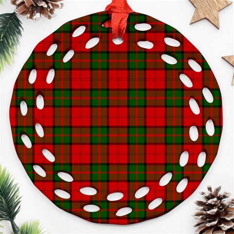 Dunbar Tartan Round Filigree Ornament (Two Sides) from ArtsNow.com Front