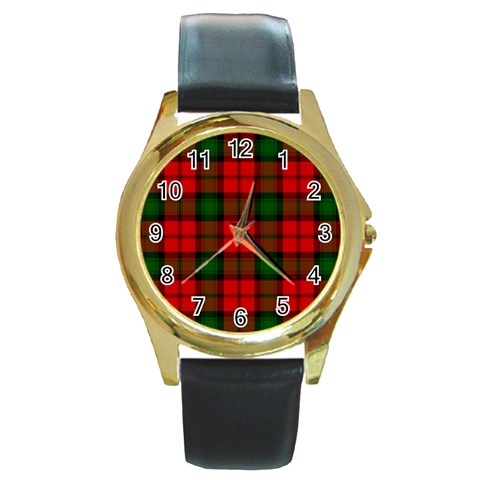 Kerr Tartan Round Gold Metal Watch from ArtsNow.com Front