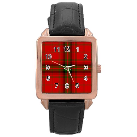 MacDougall Tartan Rose Gold Leather Watch from ArtsNow.com Front