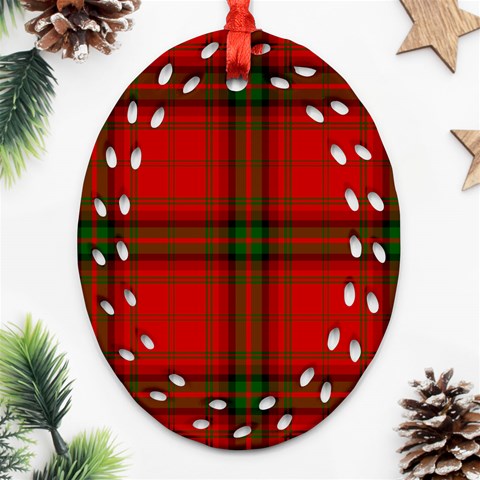 MacDougall Tartan Ornament (Bell) Ornament (Oval Filigree) from ArtsNow.com Front