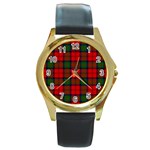 MacDuff Tartan Round Gold Metal Watch