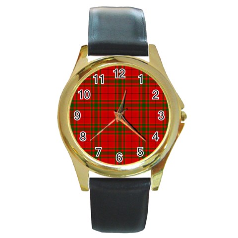 MacNab Tartan Round Gold Metal Watch from ArtsNow.com Front