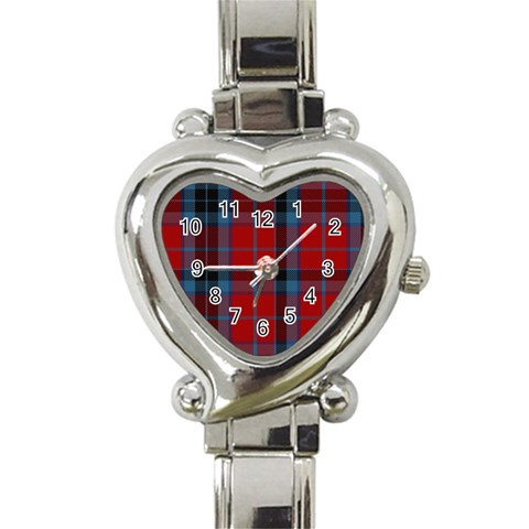 MacTavish Tartan Heart Italian Charm Watch from ArtsNow.com Front