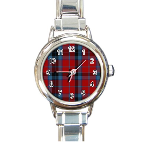MacTavish Tartan Round Italian Charm Watch from ArtsNow.com Front