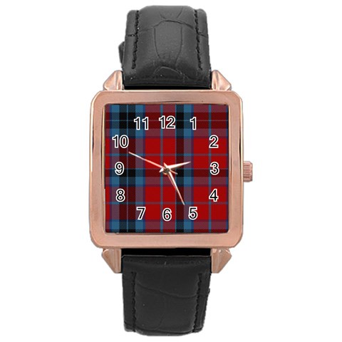 MacTavish Tartan Rose Gold Leather Watch from ArtsNow.com Front