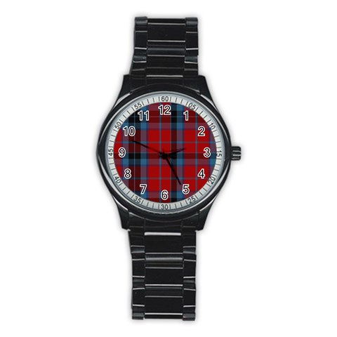 MacTavish Tartan Stainless Steel Round Watch from ArtsNow.com Front