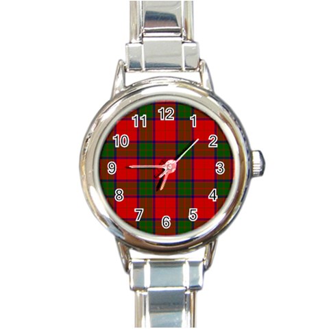 Robertson Tartan Round Italian Charm Watch from ArtsNow.com Front