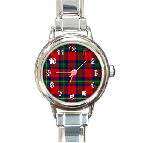 Ruthven Tartan Round Italian Charm Watch from ArtsNow.com Front