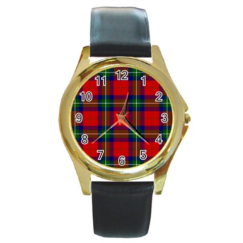 Ruthven Tartan Round Gold Metal Watch from ArtsNow.com Front