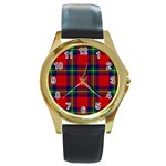 Ruthven Tartan Round Gold Metal Watch
