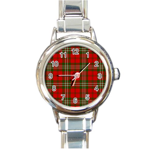Scott Tartan Round Italian Charm Watch from ArtsNow.com Front